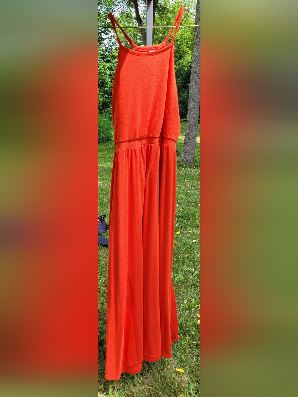 Bright Red Orange Maxi Dress